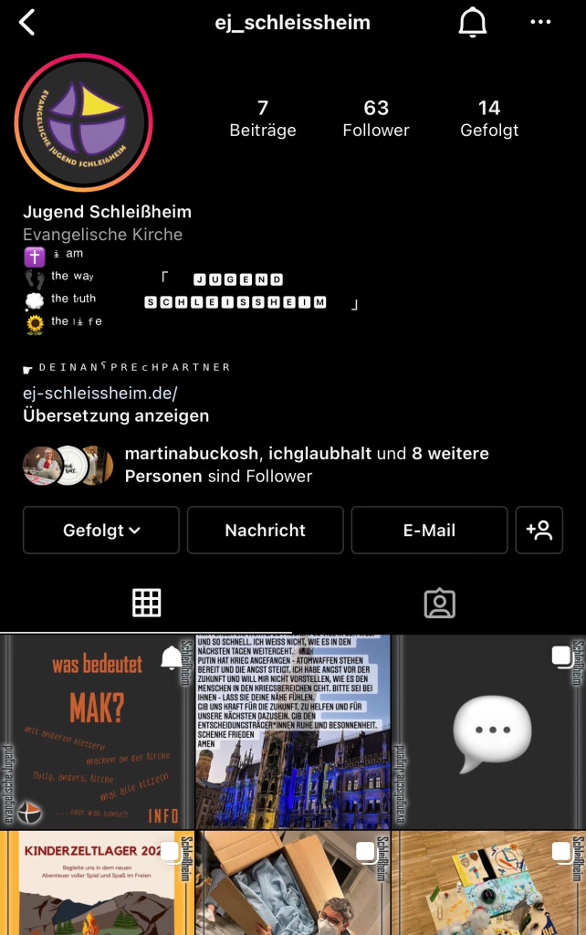 Instagram und das neue Logo Evangelische Jugend Schlei heim